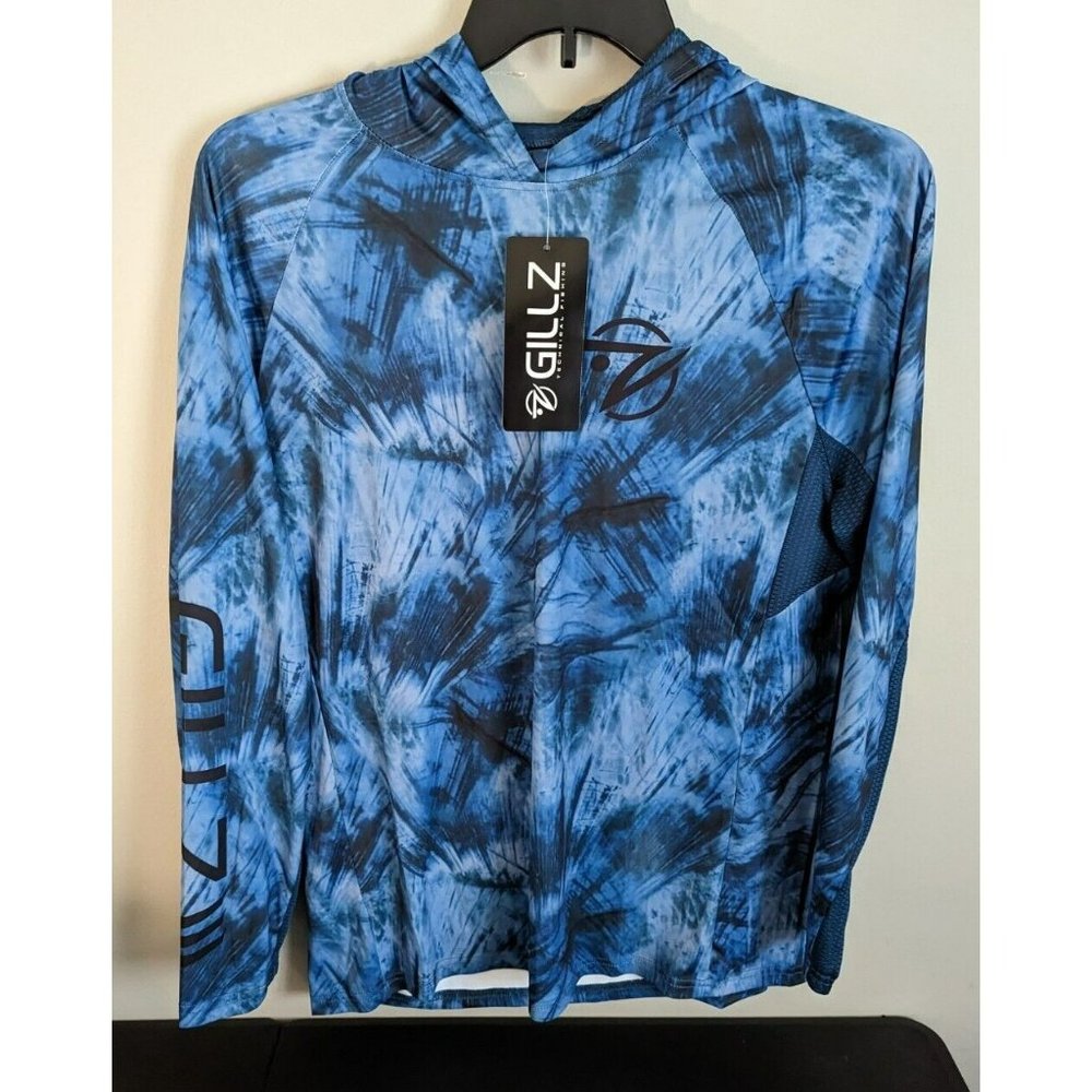 *Gillz Tournament Series LS UV Fishing Pullover Hoodie Ventilated Blue Mens Sz M